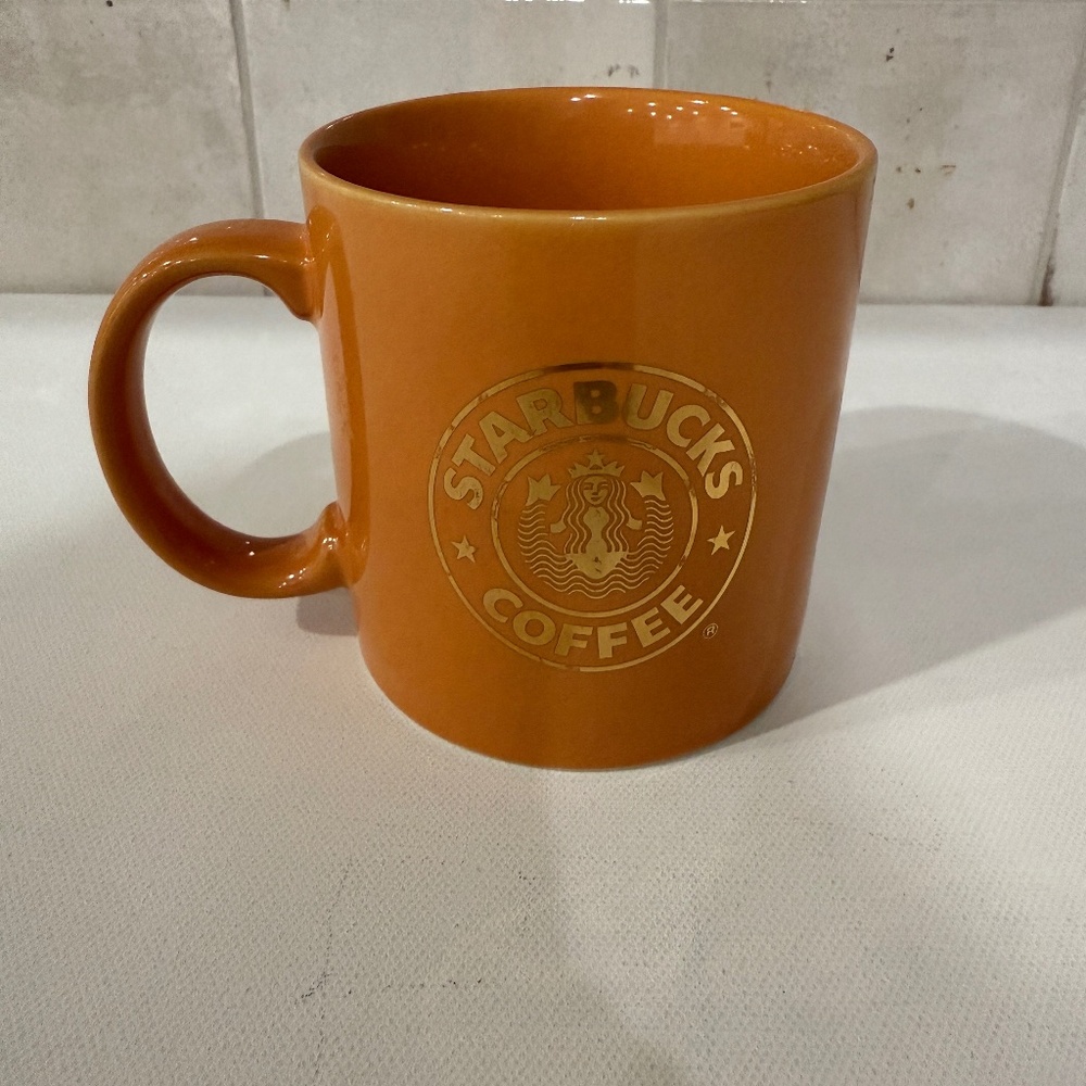MINT STARBUCKS 12OZ MUG ORANGE GOLD SPLIT TAIL SIREN MERMAID OLD LOGO JAPAN (GB)